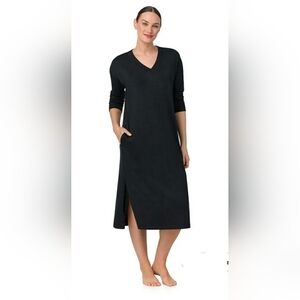 Black V-Neck Long Sleeve Sleeper Lounger